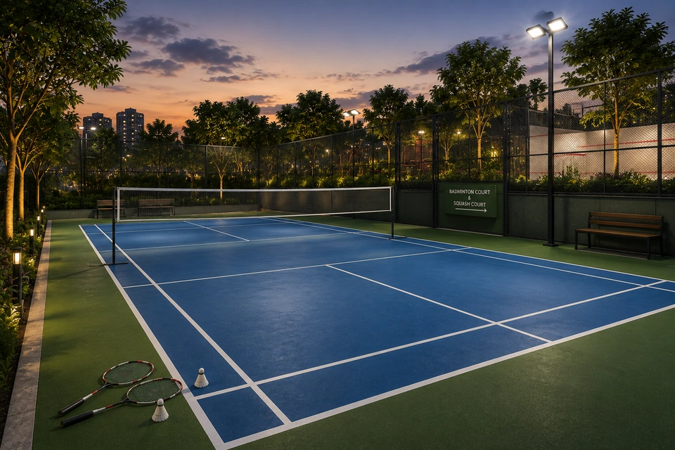 Padel, tennis and pickleball courts at Brigade Barcelona, Kokapet